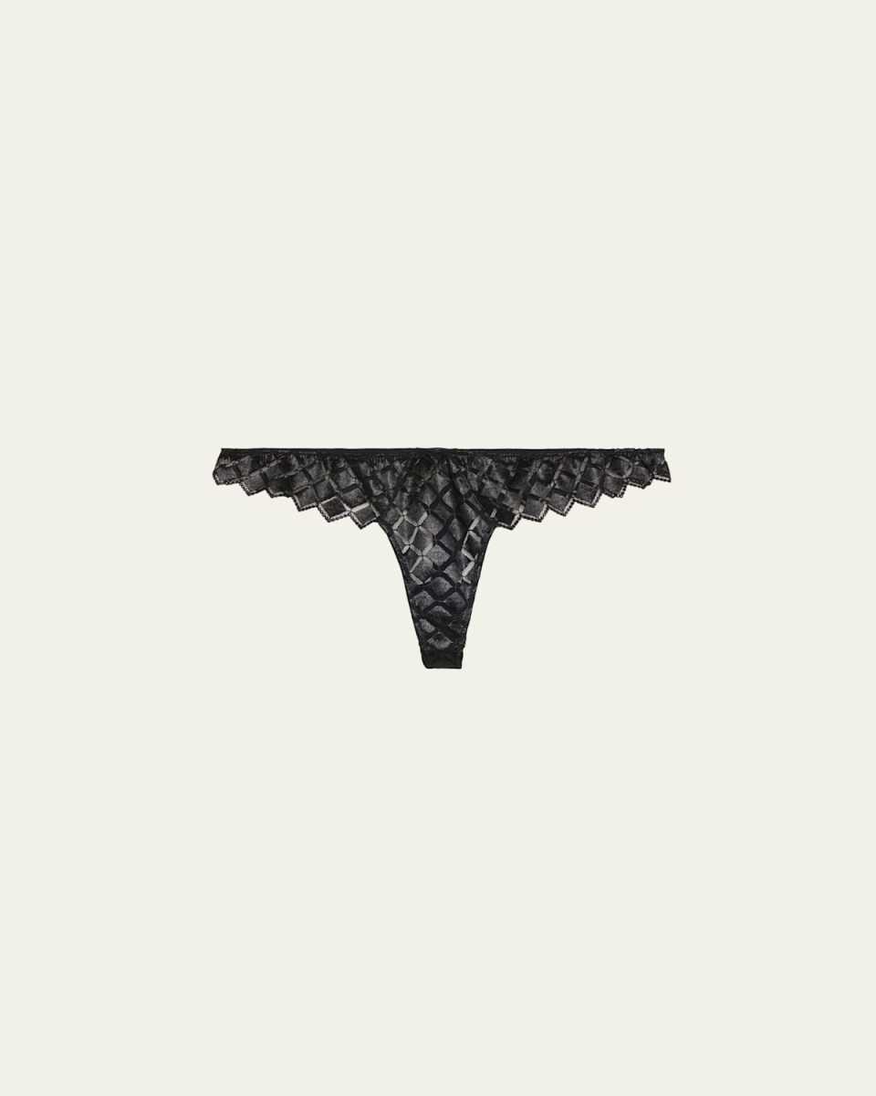 Lamine Diamond-Embroidered Thong
